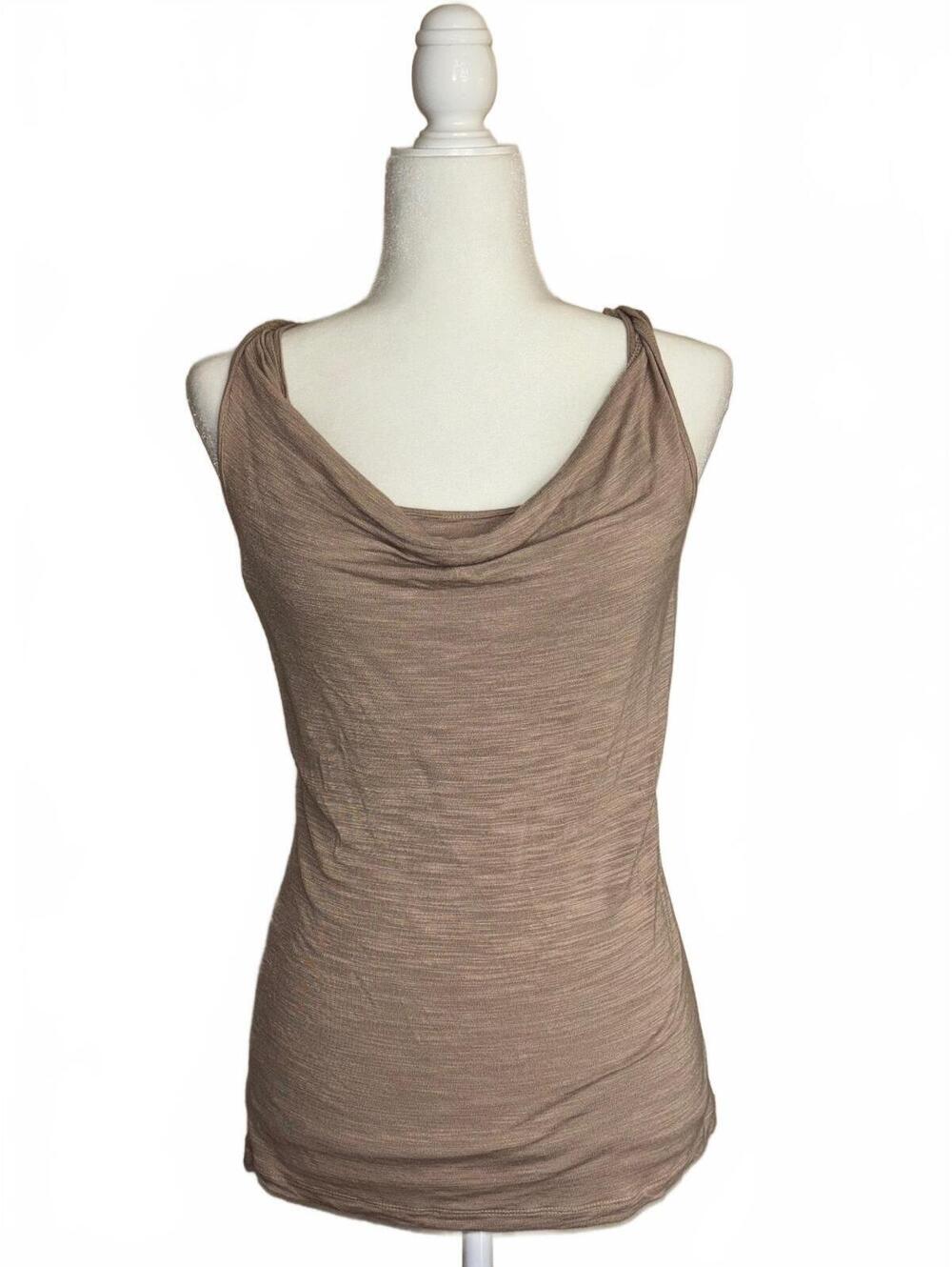 Kenar heathered brown sleeveless Cowl tank top
